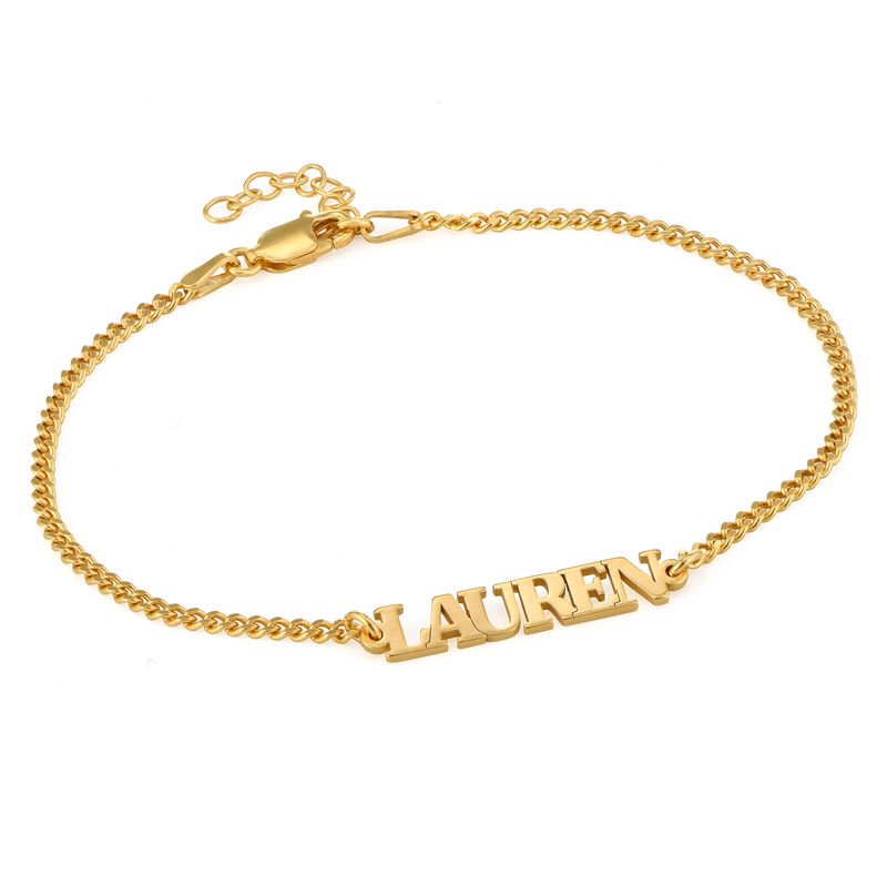 Name Bracelet with Capital Letters in 18K Gold Plating Name Bracelet