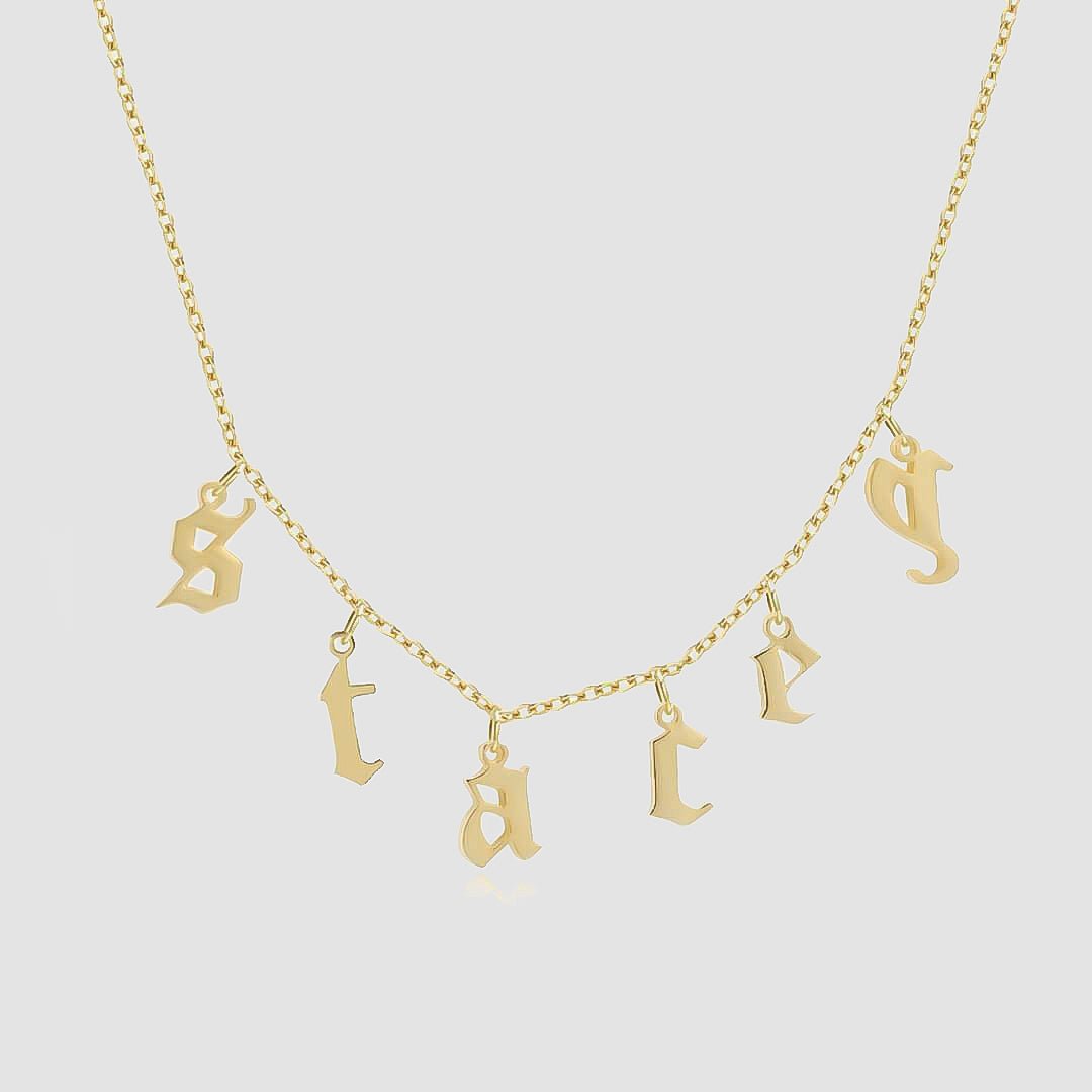 Old English Suspended Name Necklace Old English Suspended Name Necklace