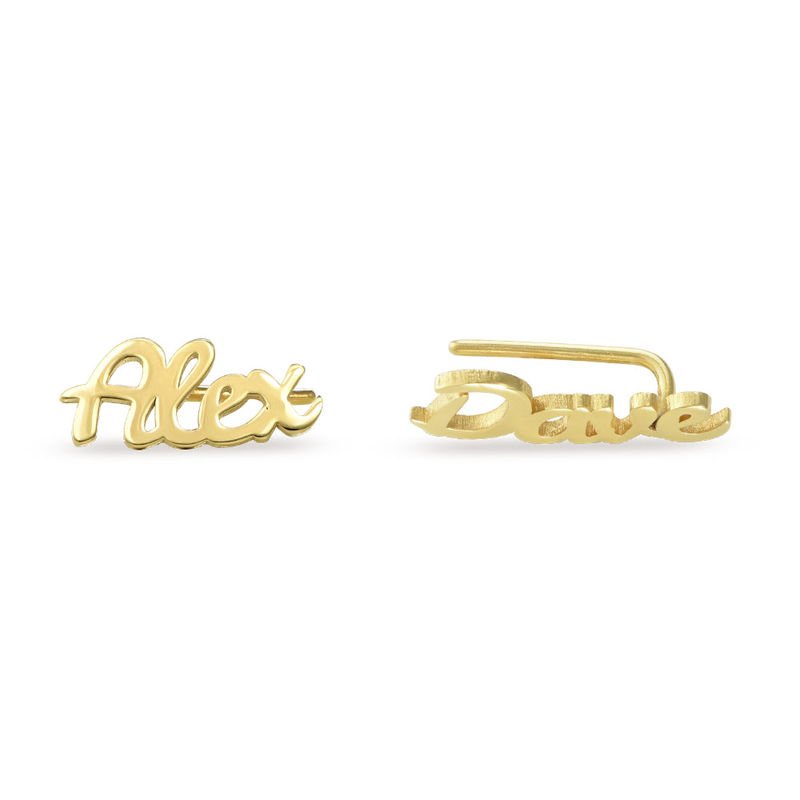 Personalized Climber Earrings in 18K Gold Plating Personalized Earrings