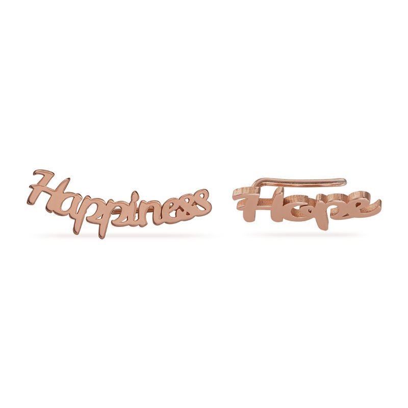 Custom Name Earrings in 18K Rose Gold Plating Custom Name Earrings in 18K Rose Gold Plating