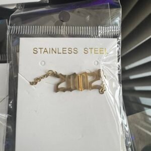 Birth year necklace in Old English numerals, gold-tone stainless steel, packaged