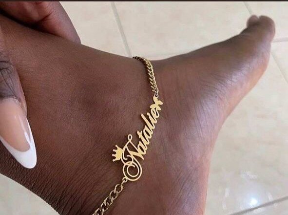 Custom Name Anklet in Gold Personalized name anklet — custom ankle bracelet